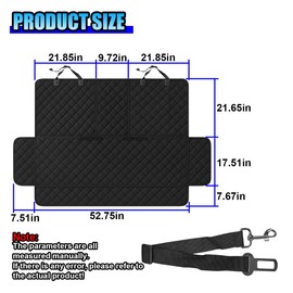 Tuxihapp Waterproof Dog Car Seat Cover, Non-Slip Scratchproof Pet Car Back Seat Protector, Washable Hammock Bench Seats Cover, Universal Auto Interior Accessories for Cars/Trucks/SUVs (Black)