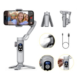 AOCHUAN Gimbal Stabilizer for Smartphones, 3-Axis Gimbal for iPhoe, Portable Gimbal with OLED Display for iPhoe/Andriod, Smartphone Gimbal with Face/Object Tracking for Tiktok Youtube Vlog - Smart X