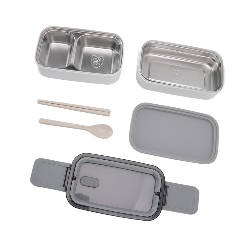 Bento Box 304 Stainless Steel Microwaveable with Chopsticks and Spoon