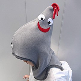 Risipu Children's Cock Warm Slip-On Hat Baby Comprehensive Windproof Cute Scarf Hat Children, gray