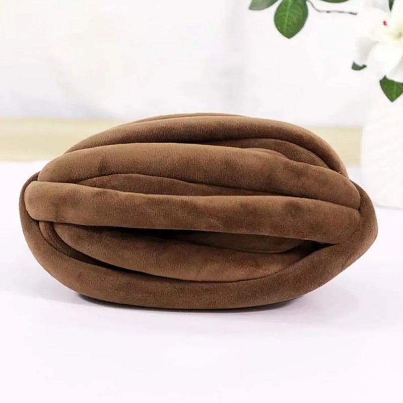 Hilo Grueso Y Voluminoso, Lavable A Mano, Hilo Tubular Café