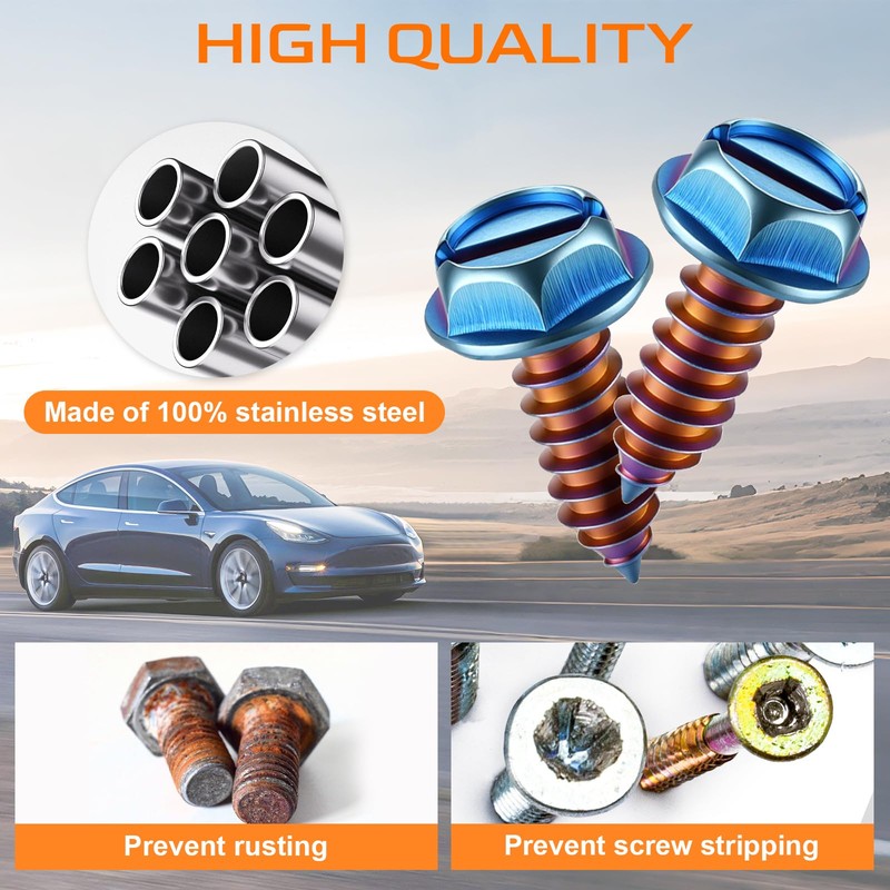 LivTee Burnt Titanium License Plate Screws, 4-Piece Premium Stainless Steel