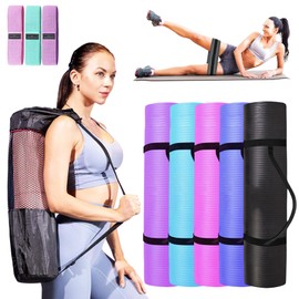 Kingdom Fitness Pink 15mm Extra Thick Yoga Mat Set | NBR Non-Slip Exercise Mat, Carry Bag, Strap & Resistance Band