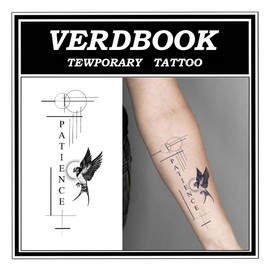 VERDBOOK Waterproof Temporary Tattoos: 2-Sheet Tattoo Kit with Realistic Body Stickers, Semi-Permanent Tattoos for Adults Lasting 7-15 Days – Safe for Men & Women, Patient Swift