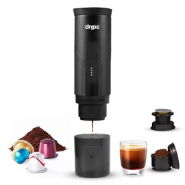 drips Portable Electric Espresso Machine with 3-4 Minute Self-Heating, 20 Bar Mini Coffee Maker Compatible with NS Capsule & Ground Coffee for Camping, Travel, Hiking, Office (Matte Black)