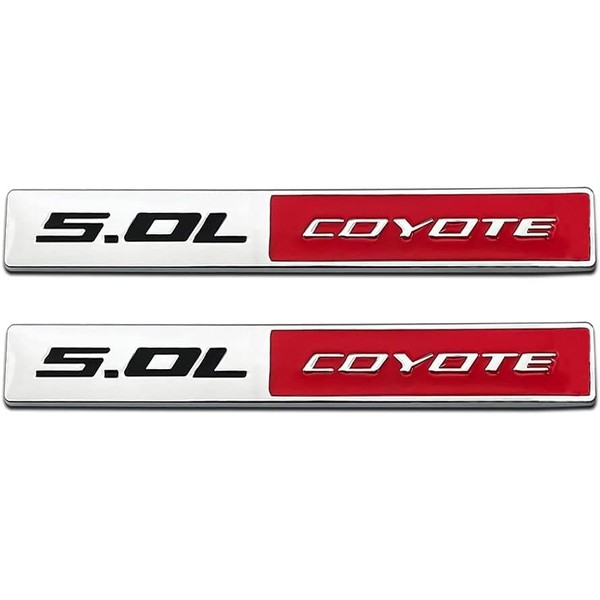 2X 5.0L Coyote Emblems, 3D Trim Fender Hook Trunk Badge