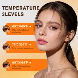 Heated Eyelash Curler 3 Temperature Quick Heating Electric Eyelash Curler Eyelash Brush Portable Rechargeable Eyelash Curler with 3 Anti-Burn Brush Heads for All Eye Shapes