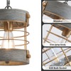 wochos Farmhouse Pendant Light, Adjustable Metal and Wood Chandelier Light