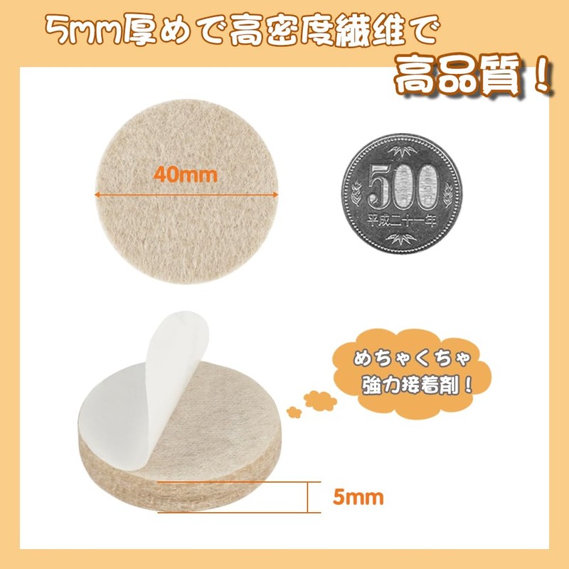 Ginoya 0.2 inch (5 mm) Thick Felt Pads, 24 Pieces,