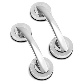 QWORK 2 Pack Glass Door Suction Handle, Shower Grab Bars Suction Handle, Non-Porous Absorption Handles for Cabinet Sliding Door, Window,Shower Door Drawer