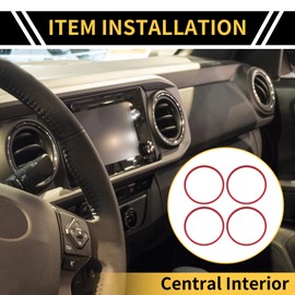REPAIROCK 1 Set AC Vent Dashboard Decoration Rings for Toyota Tacoma 2016-2023 Air Conditioner Air Outlet Vent Cover Ring Decoration Trim Decoration Red