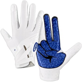 Grip Boost Peace Stealth 6 Boost Plus Youth Football Gloves - White/Royal Blue - Size: Youth Small, Color: White/Royal Blue