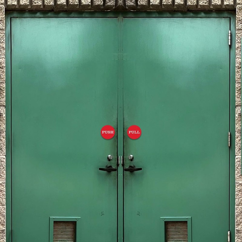 Push Pull Round Door Sign (Brushed Gold)