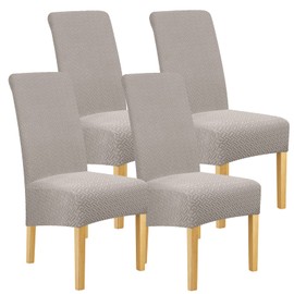 Lellen XL Size Stretch Chair Covers for Dining Room Large Dining Room Chair Slipcovers Dining Chair Covers Kitchen Reusable Parsons Side Chair Slipcover Soft Protector Set of 4,Khaki