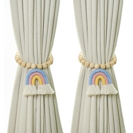 Ktnyl Pack of 2 Rainbow Curtain Tiebacks, Curtain Tiebacks Rainbow Boho Curtain Holders, Curtain Ties Rainbow Tassels Curtain Holders, for Home, Office, Window Decorative