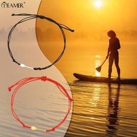 TEAMER Rowing Bracelet Crew Wax Rope Chain Pendant Stainless Steel Rowing Jewellery for Crew Rafters Kayakers Canoe SUP Ocean Lovers, Stainless Steel