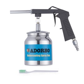 ADORBO Air Undercoating Spray Gun with Suction Feed Cup - Apply Sprayable Truck Bed Liner Coating, Rubberized Undercoat, Rust Proofing, Chip Guard Paint - Pneumatic Automotive Application Sprayer