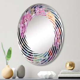 DesignQ Perfume Vibrant gracefulness V - Fashion Spiral Fashion - 20x30 Inches - Oval Decorative Wall Mirror for Bathroom, Bedroom, Entryway, Living Room, Vanity Room and Modern Décor