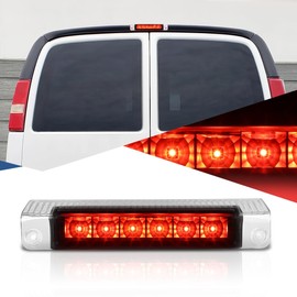 Auto Dynasty LED 3rd Third Brake Light Compatible with 2003-2017 Chevy Express GMC Savana 1500 2500 3500, Full LED Rear Center Lamp High Mount Stop light Tail Brake Light, Black Housing Clear Lens