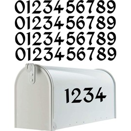 Vintage Style Die Cut Vinyl Numbers - Back Adhesive Decal (2 Inch, Black, 4 Complete Sets of Numbers 0-9)