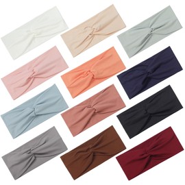Panleding 12 Pcs Stretchy Headbands for Women, Absorbed Sport Headband Soft Twist Knotted Headbands for Daily Life Yoga