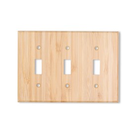 Solid Wood Triple Toggle Light Switch Plate 4.5" X6.3" Bamboo Light Switch Cover Quality Raw Wooden Decorative Bedroom Kitchen Home Decor (Triple Toggle)