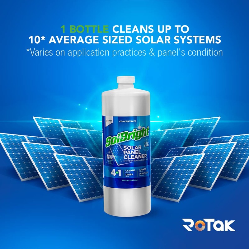 Rotak SolBright 4-in-1 Solar Panel and Window Cleaner Solution For