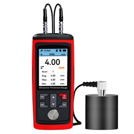 Ultrasonic Thickness Gauge Meter, Range 0.03 to 11.8 inch with High Precision Probe, Data Storage, Customizable Sound Velocities, Rechargeable Thickness Tester for Steel/Metals/Plastic/Glass/PVC/Pipes