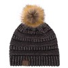 C.C Exclusives Unisex Solid Ribbed Beanie with Pom (HAT-43) (Brown