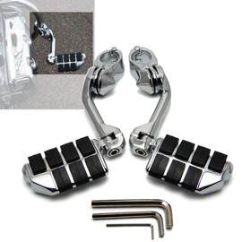 XFMT Chrome Long Highway Pegs 1-1/4" Footpegs Compatible with Harley Davidson/Honda/Yamaha/Kawasaki/BSA/Norton/Triumph Bobber,Chopper,Cafe racer,ATV,UTV,Scooter