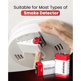 9V Batteries Carbon 9 Volt Battery for Smoke Detector 6F22 Square Battery, Long-Lasting, 12 Pack