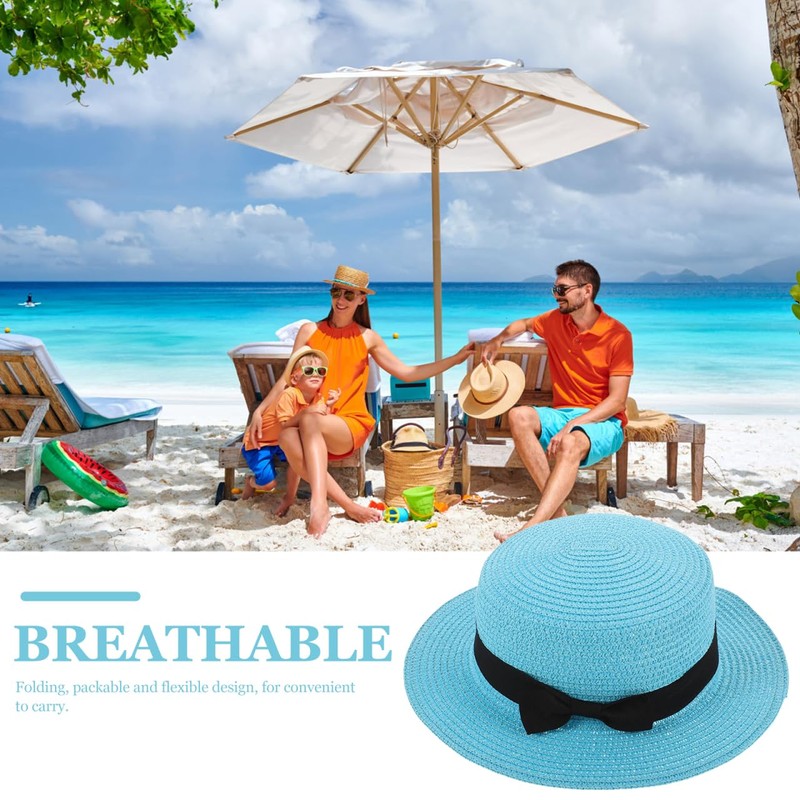 STOBOK Summer Straw Hats Women Beach Fashion Foldable Sun Hats