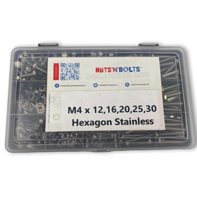 475 ASSORTED PIECE, A2 M4 FULLY THREADED BOLTS NUTS WASHERS