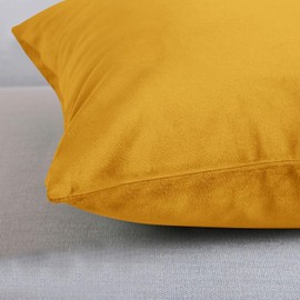 SofaHeaven Cushion Covers 45 x 45 cm (Pack of 2) - Decorative Plush velvet Square Throw Pillow Cases - Luxury Soft Cushion Cover for Sofa Couch Bedroom with Invisible Zipper 18x18 Inches (Mustard)