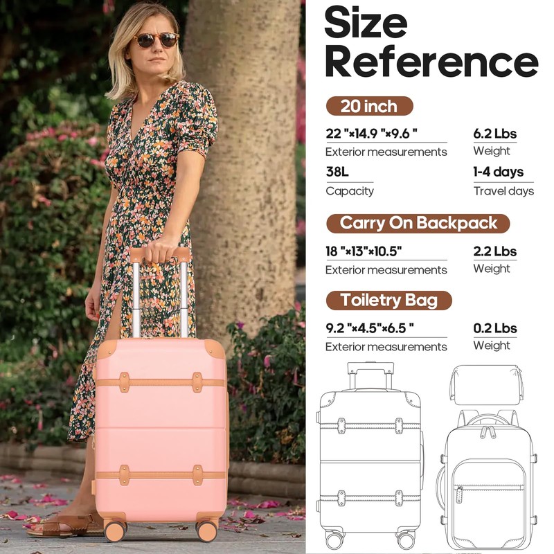 Mosslly Luggage Sets 3 Piece, Expandable 100% PC Hardshell Suitcase