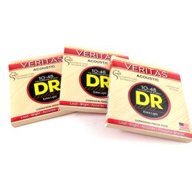 DR Guitar Strings 3 Pack Veritas Acoustic 10-48 Extra Light Phosphor Bronze
