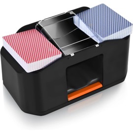 Nileole 2 Decks Quiet Card Shuffler, Automatic 2000 MAh Rechargeable Electric Shuffler, Playing Cards, Texas Hold'em, Poker, Home Card Games, Blackjack