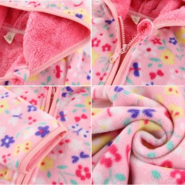 Feidoog Toddler Polar Fleece Jacket Hooded Baby Boys Girls Autumn Winter Long Sleeve Thick Warm Outerwear,Pink,4-5T