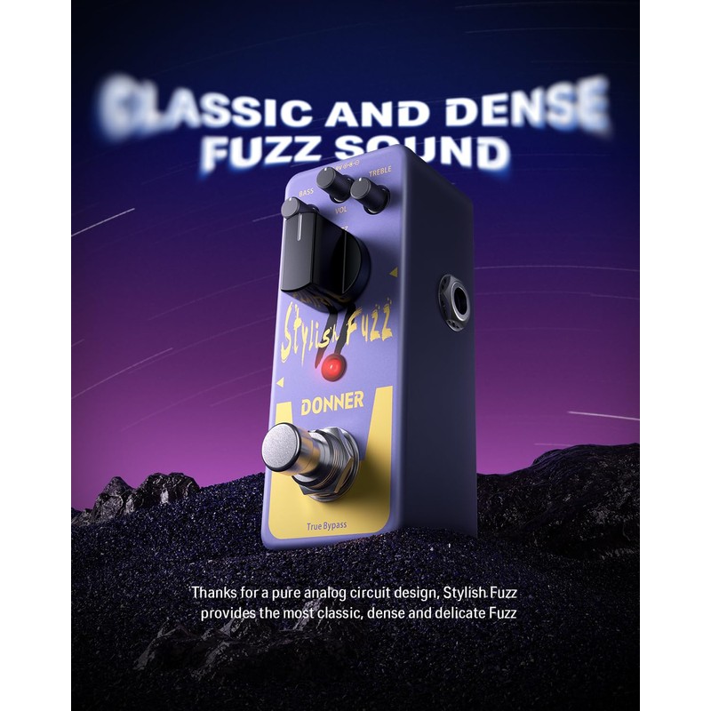Donner Fuzz Pedal, Stylish Fuzz Ⅱ Guitar Effect Pedal, Classic