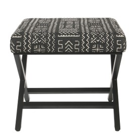 HomePop Modern Square Metal X-Base Ottoman, Onyx