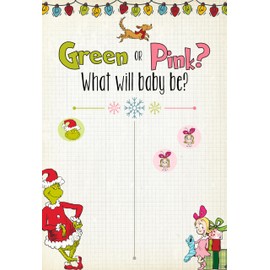 Pink Or Green - Cast Your Vote - Little Who Christmas Themed Baby Shower Gender Reveal Party Game Poster Stickers Decoration Supply - Girl Boy