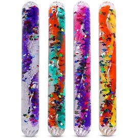 Playlearn Glitter Wand, Magic Wonder Tube - for Kids, Teachers, Therapists, Sensory Room, Classroom, Autistic, ADHD, SPD. Medium Size. 4 Different Multicolored Tubes