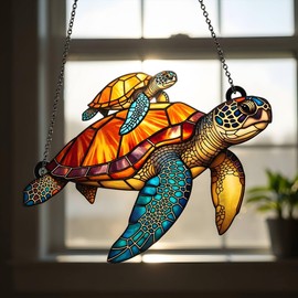 Atrapasoles acrílicos de tortuga, adorno colgante de ventana de tortuga, decoración de pared de tortuga marina, decoración de adorno de tortuga, adorno acrílico perfecto inspirado en la vida marina