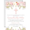 Girls Pink Floral Invitations For Baptism, Christening, First Communion, Confirmation