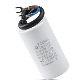 CBB60 20uF Motor Run Capacitor 450 VAC Volts Round Cylinder 2 Leads, Metallized Polypropylene Film Capacitor for Air Compressor, Washing Machine, Air Conditioner and Washing Machine