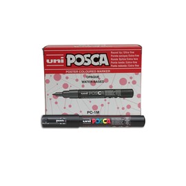 uni-ball Posca PC-1M Extra Fine Bullet Tip Marker - Black, Pack of 12
