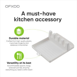 Spoon Rest for Kitchen Counter - Plastic Spoon Holder for Stove Top - Pot Lid Holder - Multifunction Kitchen Spatula Rack for Tongs, Cutlery Tray