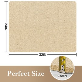 Shower Mat Bathtub Mat Non-Slip,32x24 inch, Soft Tub Mat with Drain,PVC Loofah Bath Mat (Phthalate Free) for Tub and Bathroom,Quick Drying,Khaki