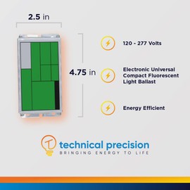 Replacement For Hatch Lighting Hc226ps/uv/d Ballast By Technical Precision - CFL 1 or 2 Lamps 26W 120V-277V Bottom and Side Terminals Programmed Start - 1 Pack