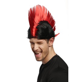 WIG ME UP - XR-012-P103/PC13 Wig Carnival Iro Mohawk Punk Red Black Anarchy